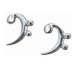Sterling Silver Bass Clef Earrings